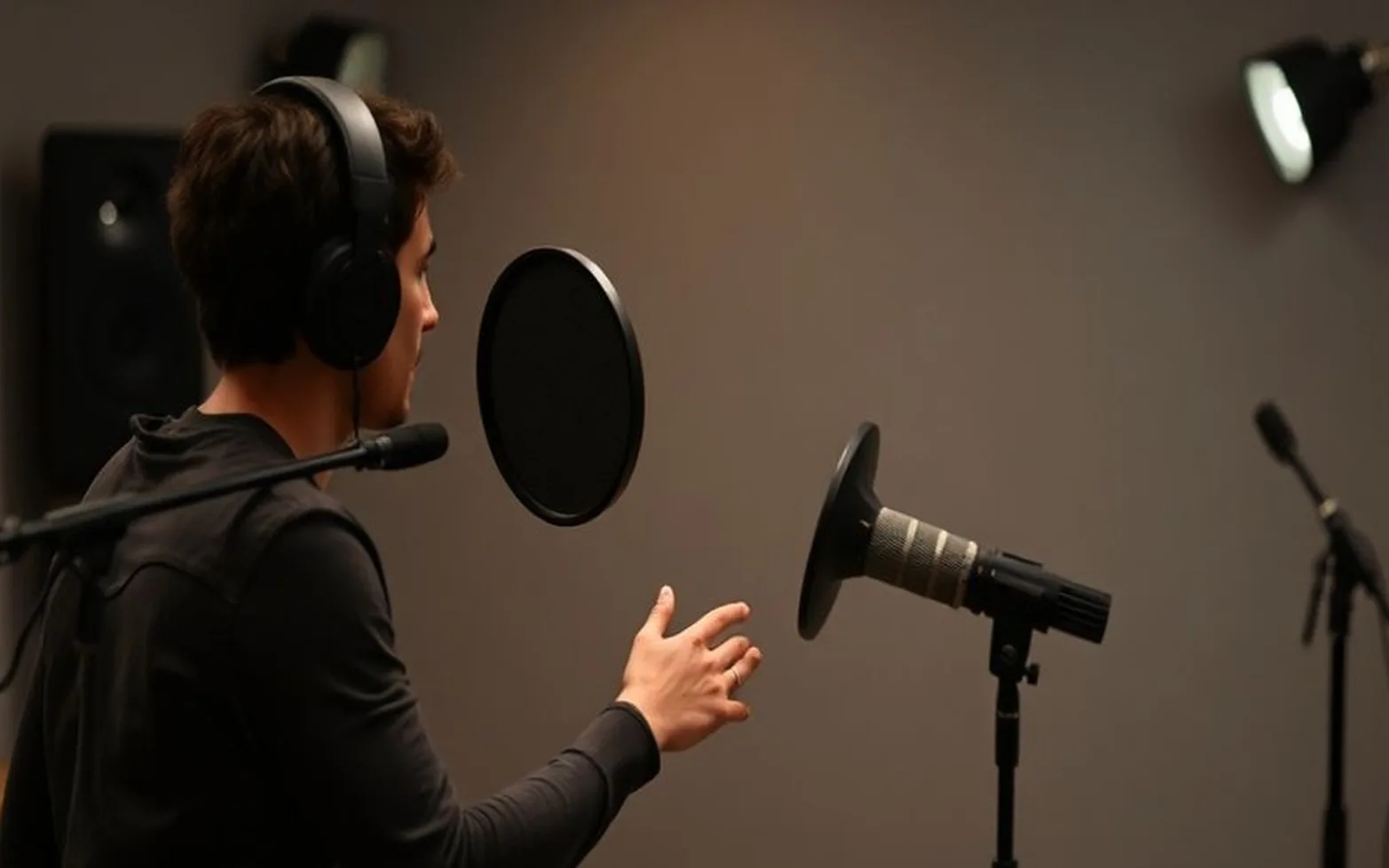 Professional voice coaching studio with modern equipment and comfortable seating